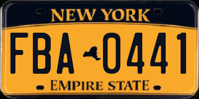NY license plate FBA0441