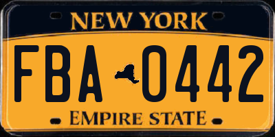 NY license plate FBA0442