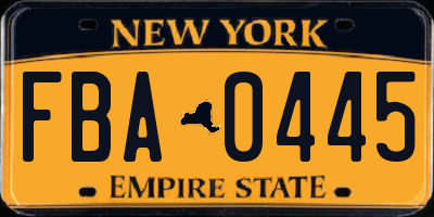 NY license plate FBA0445