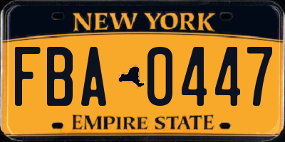 NY license plate FBA0447