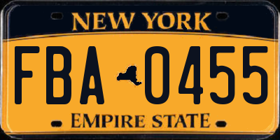 NY license plate FBA0455