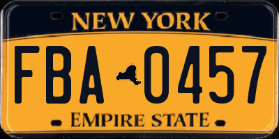 NY license plate FBA0457