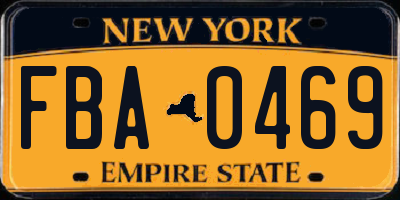 NY license plate FBA0469
