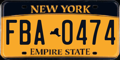 NY license plate FBA0474