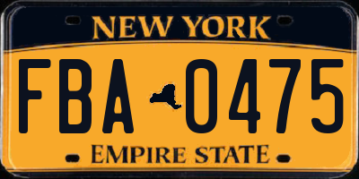 NY license plate FBA0475