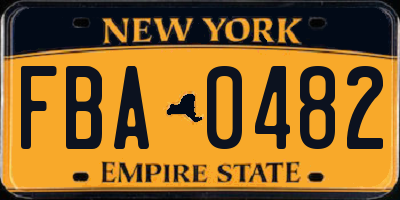 NY license plate FBA0482