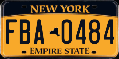 NY license plate FBA0484