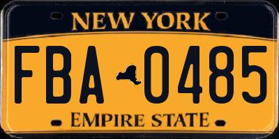 NY license plate FBA0485