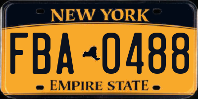 NY license plate FBA0488