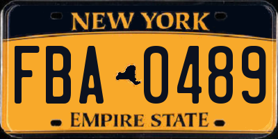 NY license plate FBA0489