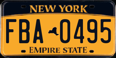 NY license plate FBA0495