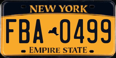 NY license plate FBA0499