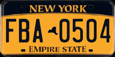 NY license plate FBA0504