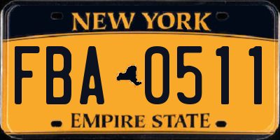 NY license plate FBA0511