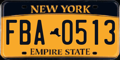 NY license plate FBA0513