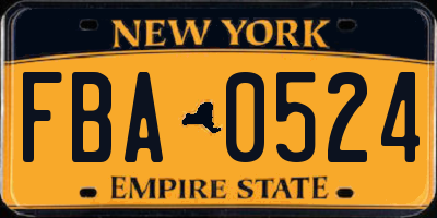 NY license plate FBA0524