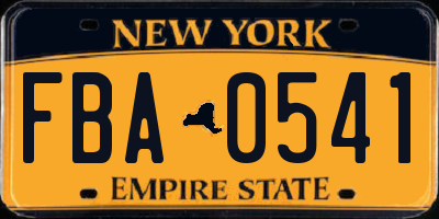 NY license plate FBA0541