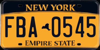 NY license plate FBA0545