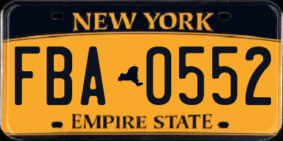 NY license plate FBA0552