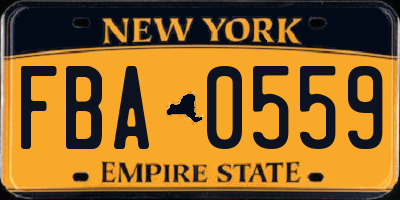 NY license plate FBA0559
