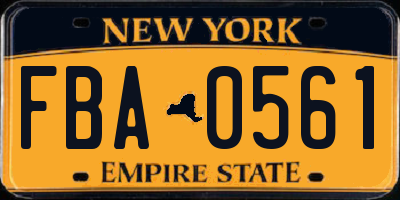 NY license plate FBA0561