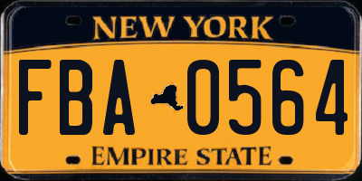 NY license plate FBA0564