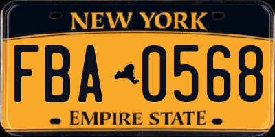 NY license plate FBA0568