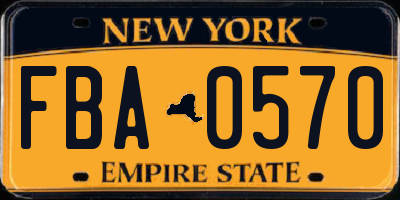 NY license plate FBA0570