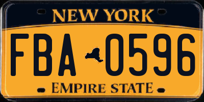NY license plate FBA0596