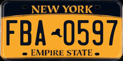 NY license plate FBA0597