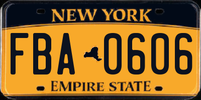NY license plate FBA0606