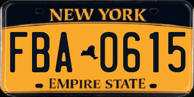NY license plate FBA0615