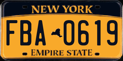 NY license plate FBA0619