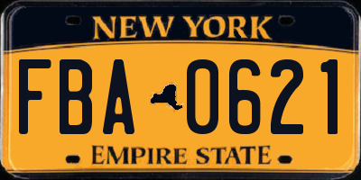 NY license plate FBA0621