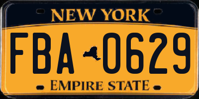 NY license plate FBA0629