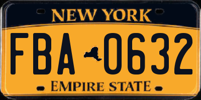 NY license plate FBA0632