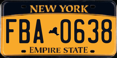 NY license plate FBA0638