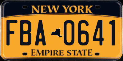 NY license plate FBA0641