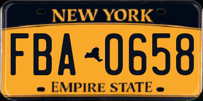 NY license plate FBA0658
