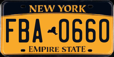 NY license plate FBA0660