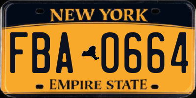 NY license plate FBA0664