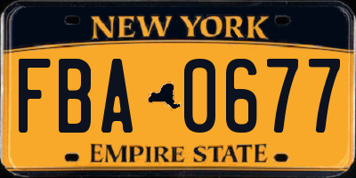 NY license plate FBA0677