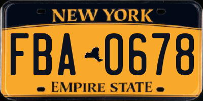 NY license plate FBA0678