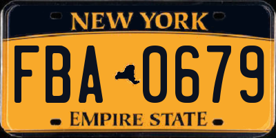 NY license plate FBA0679