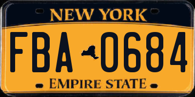 NY license plate FBA0684