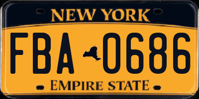 NY license plate FBA0686