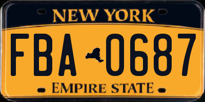NY license plate FBA0687