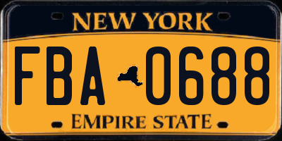 NY license plate FBA0688
