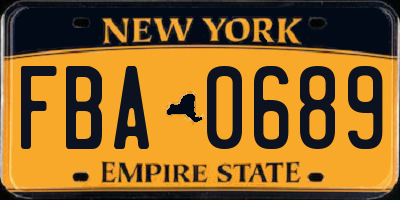 NY license plate FBA0689
