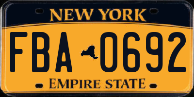 NY license plate FBA0692